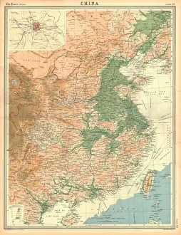 China Geographical Map Print, The Times Atlas Plate 63