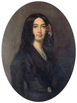 Amandine Aurore Lucie Collection: George Sand, French novelist and early feminist, c1845. Artist: Auguste Charpentier