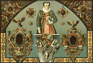 German Renaissance Polychrome Plaster Work Print, 1898
