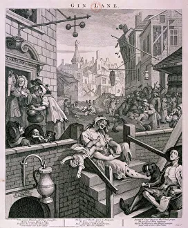 'Gin Lane', 1751. Artist: William Hogarth 'Gin Lane', 1751. Artist: William Hogarth