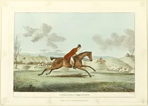 Hand Colored Etchings Prints: Going Along a Slapping Pace, plate one from Indispensable Accomplishments