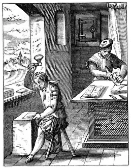 Goldbeater, 16th century (1849).Artist: Jost Amman Goldbeater, 16th century (1849).Artist: Jost Amman