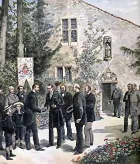 The Grand Duke Constantine of Russia visiting the house of Joan of Arc, Domremy, 1892. Artist: Henri Meyer The Grand Duke Constantine of Russia visiting the house of Joan of Arc, Domremy, 1892. Artist: Henri Meyer
