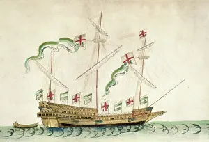 Medieval Sailing Vessels Prints: The Graye Hounde, 1546. Creator: Unknown