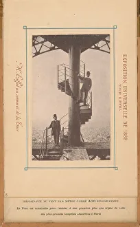 Eiffel Tower Images Prints: Gustave Eiffel and another man on top of the Eiffel Tower
