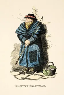 Framed Print : Hand-coloured engraving of a Hackney Coachman, 1827 Print Framed Print : Hand-coloured engraving of a Hackney Coachman, 1827 Print