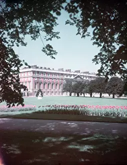 Prints of Hampton Court, Middlesex, c1955. Hampton Court Palace is a royal residence in the London Borough of Richmond upon Thames Richmond Upon Thames Prints: Hampton Court Palace Print, c1955