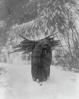 Edward Curtis Print: Dakota Woman in Snow