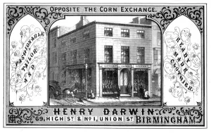 Henry Darwin tailors shop, Birmingham, 19th century.Artist: T Underwood Henry Darwin tailors shop, Birmingham, 19th century.Artist: T Underwood