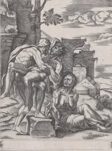 Sixteenth Century Prints: Hercules and Antaeus, dated 1533. dated 1533. Creator: Agostino Veneziano