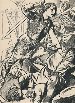 Hereward The Wake Prints: Hereward and His Men Attack the Normans, c1907