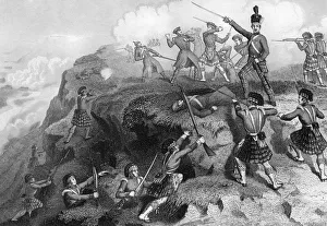 Crimean War Engraving Prints: The Highlanders attacking the Russian redoubt