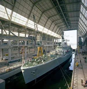 Prints of HMS Cleopatra at Devonport frigate complex, Plymouth, Devon, 1977 Beira Prints: HMS Cleopatra Print, Devonport Frigate Complex, 1977