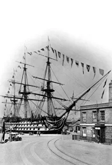 HMS Victory, Portsmouth, Hampshire, early 20th century.Artist: Wright & Logan HMS Victory, Portsmouth, Hampshire, early 20th century.Artist: Wright & Logan