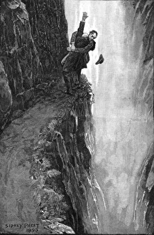 Holmes and Moriarty fighting over the Reichenbach Falls Holmes and Moriarty fighting over the Reichenbach Falls