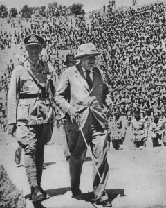 Home via the Battlefields - Mr Churchill in the ancient Roman amphitheatre at Carthage Home via the Battlefields - Mr Churchill in the ancient Roman amphitheatre at Carthage