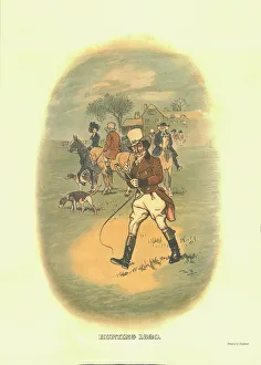 Prints of Hunting, 1820, c1910. Fox hunting scene. One of a set of advertisements showing Johnnie Walkers Striding Man in various sporting scenarios Tom Browne Prints: Fox Hunting Print, c1910, Johnnie Walker Advertisement
