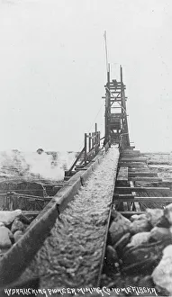 Black And White Mining Images Prints: Hydraulic power mining, between c1900 and c1930. Creator: Unknown