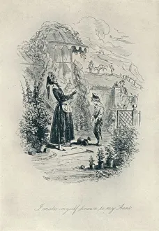 I Make Myself Known to My Aunt. Etching from David Copperfield, c1840-1880, (1923). Artist: Hablot Knight Browne I Make Myself Known to My Aunt. Etching from David Copperfield, c1840-1880, (1923). Artist: Hablot Knight Browne