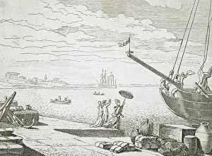 Print of a young boy reading from Basedow's Elementary Work, 1770