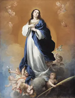Immaculate Conception Artwork Prints: The Immaculate Conception, 17th century. Creator: Workshop of Bartolome Esteben Murillo