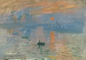 Prints of Impression, Sunrise (Impression, soleil levant), 1872. Found in the collection of the Musee Marmottan Monet, Paris Impressionist Art Prints: Print of a hazy sunrise over water with a ship in the foreground