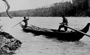 Indians Poling up the Skeena River, c1900-1930 Print