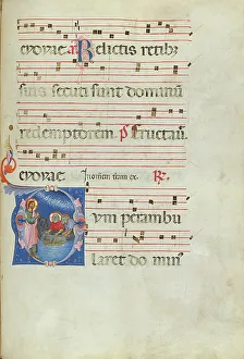 Italian Medieval Manuscripts Prints: Initial D: The Calling of Saints Peter and Andrew; Antiphonal