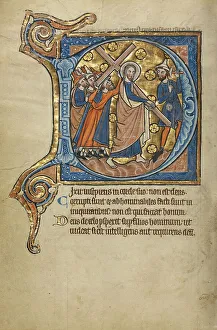 Flemish Illuminated Manuscripts Prints: Initial D: The Way to Calvary; Psalter, mid-1200s. Creator: Unknown