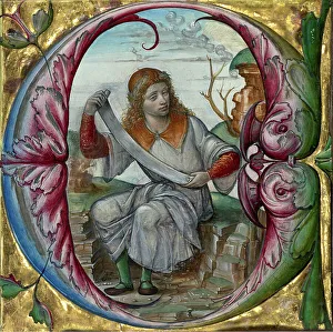 Saint John The Evangelist Art Prints: Initial E: Saint John the Evangelist, early 16th century. Creator: Master B.F