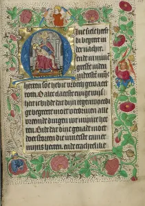 Crucified Jesus Christ Image Prints: Initial M: The Throne of Grace Trinity; Book of Hours