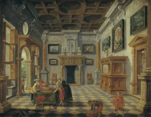 Heritage Art From Netherlands Prints: Interior with Backgammon Players at Table