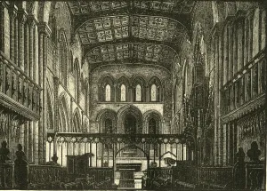 Interior of the Choir, St Davids Cathedral Print, 1898