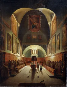 Interior of the Church of Capuchines in Rome, late 18th or 19th century. Artist: Francois-Marius Granet Interior of the Church of Capuchines in Rome, late 18th or 19th century. Artist: Francois-Marius Granet