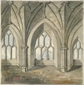 London Bridge Architecture Prints: Interior of the crypt under St Thomas Chapel, London Bridge, 1758. Artist