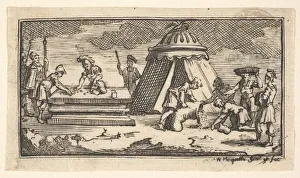 William Hogarth Etchings Prints: Issued Barley Instead of Wheat [first version] (John Beaver, Roman Military Punishme