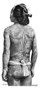 Japanese man with a tattooed back, 1895.Artist: Charles Barbant Japanese man with a tattooed back, 1895.Artist: Charles Barbant