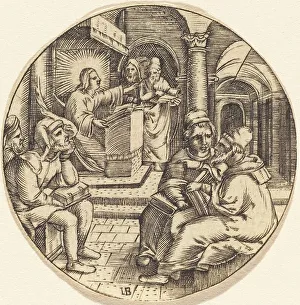 Black And White Christian Art Prints: Jesus Preaching in the Temple. Creator: Unknown