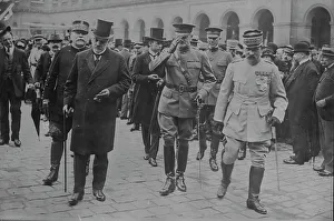 Print of Joffre, Sharp, Pershing in Paris Hotel des Invalides