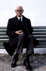 Jose Maria Peman (1898-1981), Spanish writer, photo, 1980 Jose Maria Peman (1898-1981), Spanish writer, photo, 1980