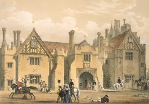 Warwickshire Historic Sites Prints: Joust practice, Compton Wynyates, Warwick, mid 1600s. Creator: Joseph Nash (1809-78)