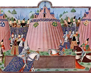 The Jousts of St Inglevert, France, 1470-1475, (c1900-1920). Artist: Master of the Harley Froissart The Jousts of St Inglevert, France, 1470-1475, (c1900-1920). Artist: Master of the Harley Froissart