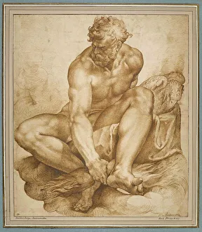Mannerism Prints: Jupiter Sitting on Clouds, 1574 Print, Louvre Collection