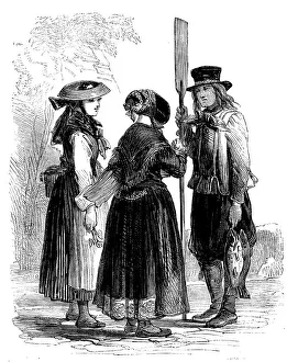 Jutlanders Print, 1858 - A group of Danes in traditional attire