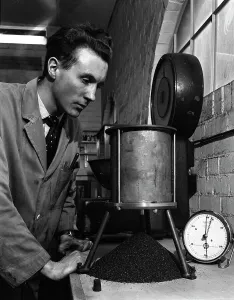 British Coal Industry Prints: A lab technician undertaking a coal flow test, Mapperley Colliery, Derbyshire, 1962