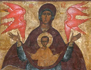 Our Lady of the Sign, 16th century. Artist: Russian icon Our Lady of the Sign, 16th century. Artist: Russian icon