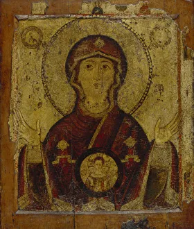 Our Lady of the Sign, Early 13th cen.. Artist: Russian icon Our Lady of the Sign, Early 13th cen.. Artist: Russian icon
