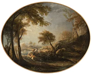 Elias Martin Landscape with Rustics and Cattle Print, 1768