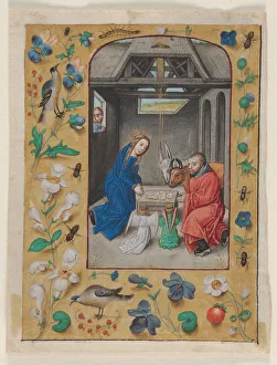 Leaf Excised from a Book of Hours: The Nativity, c. 1480 Print