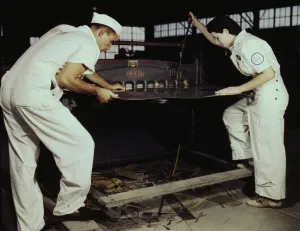 NYA Employees Train on Cutting Machine, Corpus Christi Print 1942